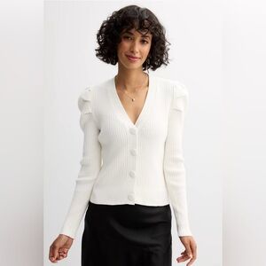 Catherine Malandrino Button Front Ribbed Cardigan Sweater